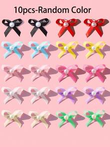 6/10/20pcs Random Color Pet Bow Hair Clips, Cute Cat Pearl Bow Headpieces Dog Birthday Accessories - Multicolor - View 15