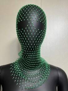 Bonés femininos com decoração de strass brilhantes, rede de pesca com buracos, máscara facial completa, lenço de cabeça, chapéus para festa e escola