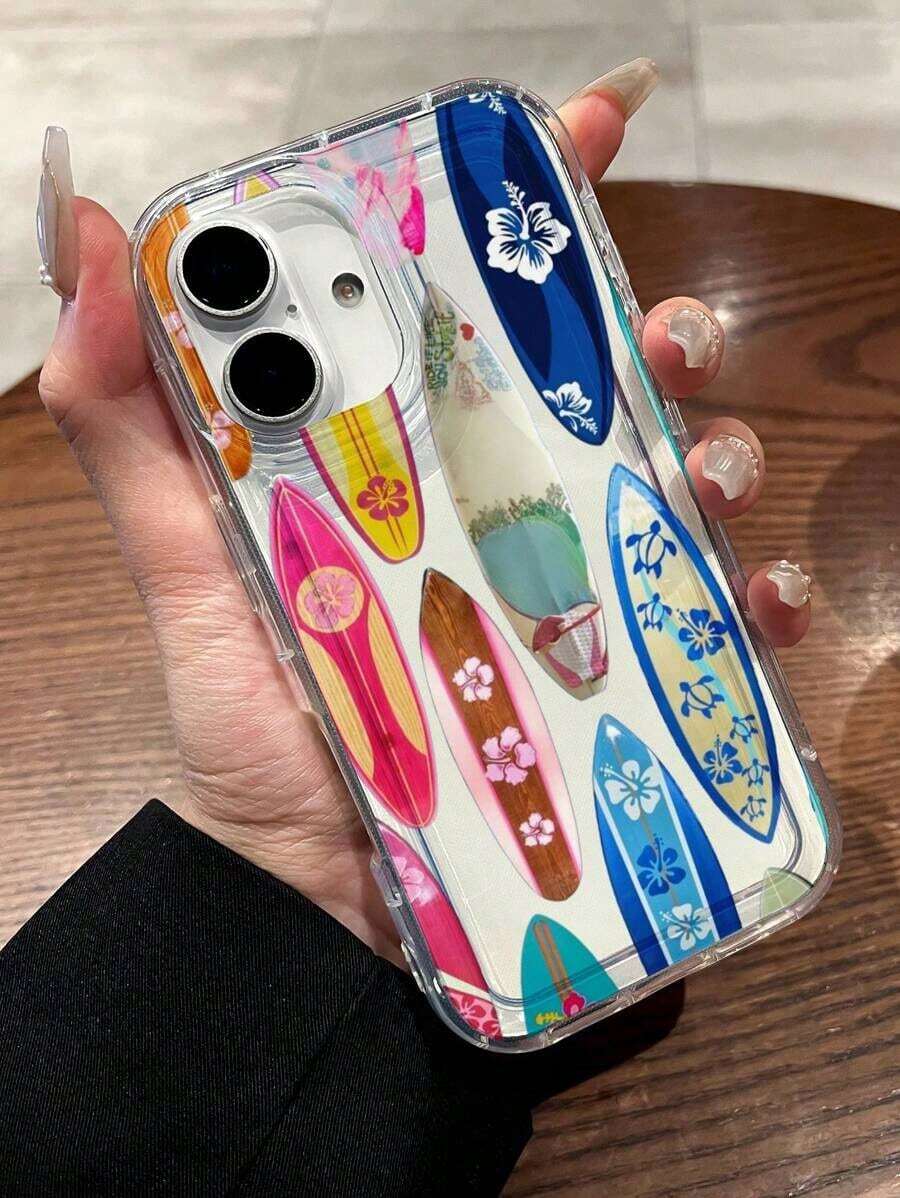 Funda para teléfono 1 pieza Impresión de tabla de surf de flores Compatible con 16/11/12/13/14/15/15pro/15 Plus/15 Promax/ X/Xs/ 11pro/12pro/13pro/14pro/ 11promax/ 12promax/ 13promax/14promax/1 4plus/16Pro /16plus /16promax S22/S23/S24 - Multicolor - Ver 1