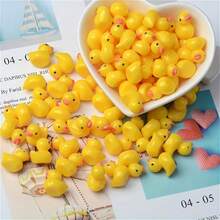 100 件迷你黄色树脂鸭子雕塑，适用于小景观、花园、水族馆、盆栽植物装饰、游戏、娃娃屋装饰和办公室减压 - 黃色 - 查看 2