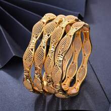 1pc Middle Eastern Style Luxury Bride Open Bangle Bracelet, Elegant Women Jewelry, Southeast Asia Accessories