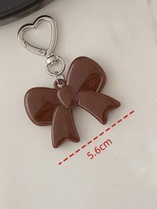 1pc Unisex Acrylic Bowtie Keychain Pendant, Fashion Minimalist Bag Charm - Brown - View 2