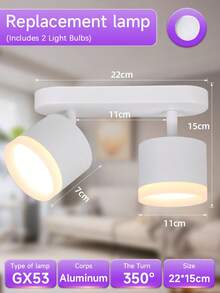 CANMEIJIA GX53嵌入式吸顶射灯，壁灯，吸顶灯，黑色/白色，带/不带灯泡，铝制，适用于GX53灯泡，适用于商店、书房、卧室、客厅、咖啡厅、展厅、画廊、博物馆、走廊、门廊 - GX53燈頭吸頂燈 - 查看 12