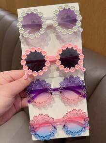 2/3/4Pcs Girls Cute Newest Flower Kids Children Fashion Glasses Eyewear, Card Only Show, Don't Shipping, Card Only Show, Don't Shipping