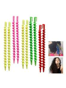 About 20 Pieces DIY Spiral Hair Curler Set, Heat Damage Free, Unisex Styling Kit, Mother's Day Gift, Natural Spiral Hair Curler - Hairdressing Hair Rollers And Plastic Salon Set Suitable For Women And Girls, Morgan Model Spiral Hair Curler With Clip, Men's Salon Tool (Product Packaging And Color Sent Randomly), Hair Rollers, Heatless Curls, Hair Curler - Multicolor - View 5