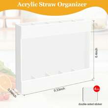 Straw Holder For Cabinet Transparent Acrylic Straw Organizer With Adhesive Tape & Stickers, Straws Storage Container For Cabinet Door, Straws Dispenser For Counter Cupboard Home Kitchen Cafe