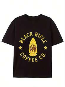 Men's Black Rifle Coffee Co. Graphic T-Shirt, 100% Cotton, Breathable & Sweat Absorbent, Casual Round Neck Short Sleeve Tee For Casual Attire, Outdoor Sports, Or Holiday Gift, Everyday Tshirt | Casual Style Shirt | Sweat Absorbent Cotton - Black - View 1