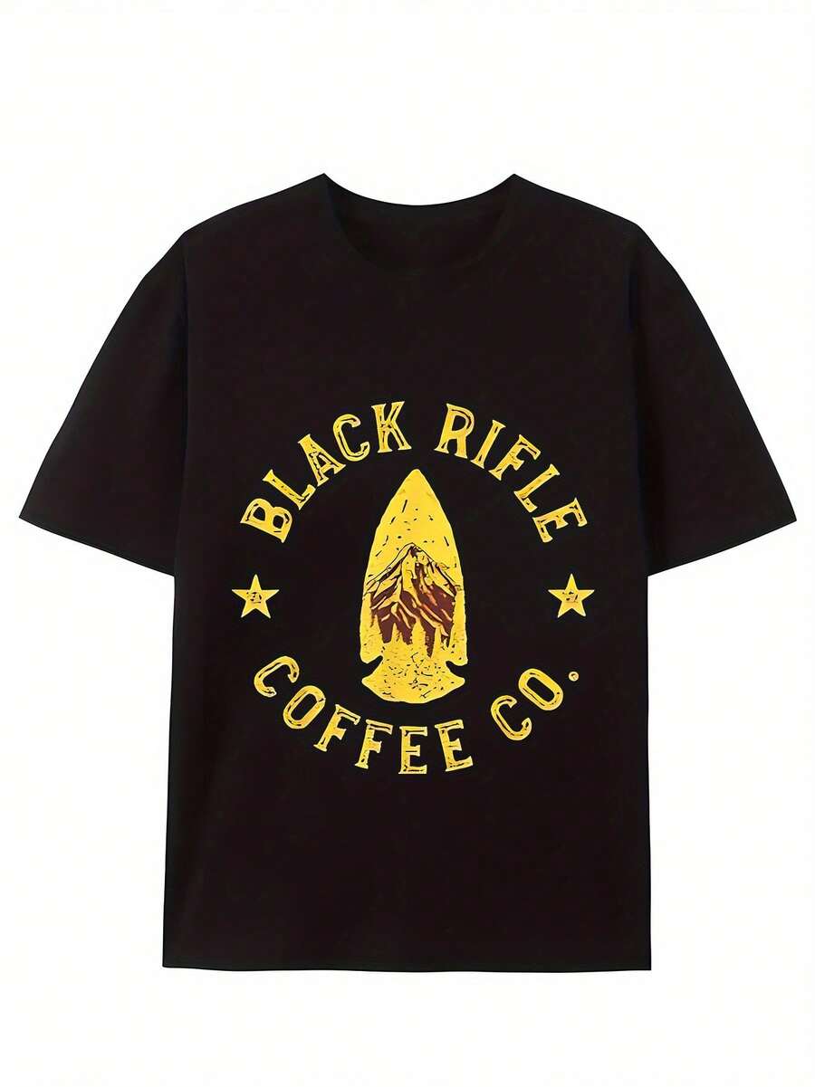 Men's Black Rifle Coffee Co. Graphic T-Shirt, 100% Cotton, Breathable & Sweat Absorbent, Casual Round Neck Short Sleeve Tee For Casual Attire, Outdoor Sports, Or Holiday Gift, Everyday Tshirt | Casual Style Shirt | Sweat Absorbent Cotton - Black - View 1