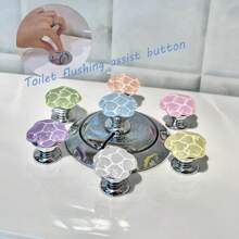 2 PC Exquisite Flower-Shaped Water Ripple Toilet Flush Auxiliary Button, Clear Color More Suitable For Summer, Bathroom And Bedroom Accessory Ornaments, Car Interior Diy Small Ornaments, Can Be Used As Drawer Handle, Wardrobe Handle, Nail Protection, Making Your Life More Comfortable