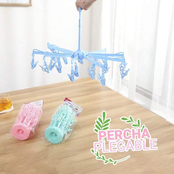 CASAMAX WL Percha tipo carrusel de plástico para ropa calcetines ropita de bebé 20 ganchos diámetro 45cm práctico organizador de prendas color variado ideal para ahorro de espacio colgador versátil