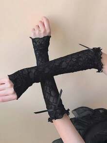1 件蕾丝蝴蝶袖口，适合动漫女仆装，蕾丝蝴蝶结腿套，适合 JK 女孩，日常配饰，婚礼装饰 - 查看 5