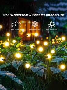 1 件太阳能花园灯，萤火虫太阳能灯，3 种款式（6 个 LED）（8 个 LED）（10 个 LED）太阳能户外灯适用于庭院、小路、景观、摇曳、花园装饰、节日和圣诞节装饰 - 黑色 - 查看 3