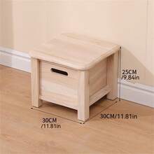 经典实木储物凳，带抽屉，无把手，无垫子，钉子结构，光滑抛光表面，自然纹理 - 多功能家居家具，适合女性储物整理器旅行必需品，适合返校宿舍储物 - 棕色 - 查看 11