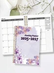 Planificador mensual 2025-2027, planificador mensual de 2 años, de JULIO.2025 a JUNIO.2027, 5.6" X 8.0", planificador mensual simple con encuadernación espiral, perfecto para el horario escolar y de oficina, útiles escolares color turquesa