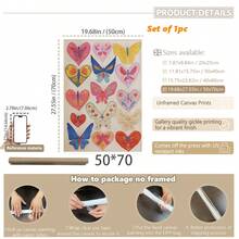 1pc Baby Room Decor, Wall Art, Butterfly Heart Prints, Colorful Nursery Art, Teen Girl Dorm Room Decor, 70's Style Art, Bohemian Wall Art, Whimsical Bedroom Poster Wall Art, Modern Living Room Wall Decor, Kids Room Wall Art For Boys, Baby Animal Prints - Multicolor - View 18