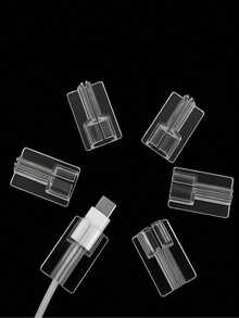 5pcs Transparent Square Small Head Protector Covers Compatible With Apple Charger Adapter, Prevent Cable Breakage - Clear - View 1
