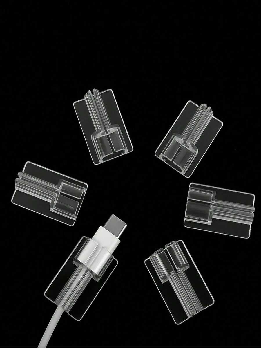 5pcs Transparent Square Small Head Protector Covers Compatible With Apple Charger Adapter, Prevent Cable Breakage - Clear - View 1