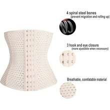 Faja reductora para mujer, corsé moldeable, control de abdomen, cinturilla moldeadora, reductor de silueta - Beis - Ver 4