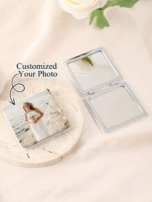 1 buc Oglindă compactă cu fotografie personalizată, Oglindă de buzunar cu imagine personalizată, Oglindă de machiaj cu nume personalizată, Cadou pentru domnișoare de onoare de nuntă, Frumusețe și sănătate, Toamnă elegantă, Cadou perfect pentru suvenir de nuntă