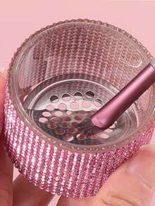 Vollständig mit Strass besetzter Holzdeckel Nagelpinsel Reinigungsbecher, vollständig mit Strass besetzter transparenter Glas-Reinigungsbehälter mit Deckel, Schmuckpinsel Reinigungsbecher, Nagelkunst Zubehör, Nagelkunst Werkzeuge, Nagelkunst Accessoires, Schulbeginn, Nagelkunst, Nagelkunst Werkzeuge (geeignet für Nagel Sticker) - Verschiedenfarbig - Übersicht 5