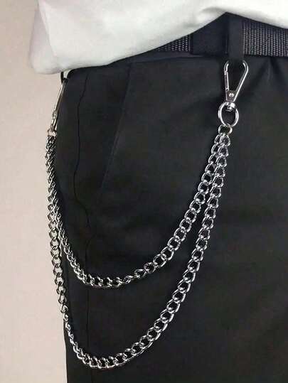 1pc Fashionable Simple Chain Accessory, Punk Hip-Hop Style Jeans Pants Chain Decoration Autumn-Winter Accessories Halloween Costume,Suitable For Teens, Youth,Men,Casual, Outdoor, Athletic, Vacation, Graduation Gifts, Birthday, Daily Wear