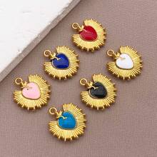 2 buc stil vintage din oțel inoxidabil emailat soare pandantiv inimă pandantiv placat cu aur de înaltă calitate pentru brățară DIY colier bijuterii confecționare accesorii artizanale 14x15mm
