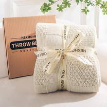 Knit Throw Blanket,Classical Checkered Blanket For Couch,Cozy Warm Knitted Throw Blanket For Bed Sofa Living Room, Decorative Stretched Throw, Lightweigh,50"X 60"Oatmeal - Cream White - View 4