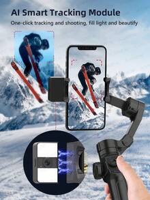 AXNEN 3 轴智能手机云台稳定器，配备 AI 面部追踪和内置延长杆 - 可折叠便携式设计 - 兼容 Android 和 IOS，适用于 Vlogging/直播/视频