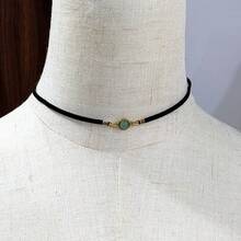 1 chiếc vòng cổ nhung Hàn Quốc nhiều màu khảm đá, vòng cổ đá tự nhiên phong cách Bohemian thanh lịch dễ thương hình học 3D thời trang cổ điển đa năng, thích hợp cho trang phục thường ngày, tiệc tùng, du lịch - vòng cổ - Xem 2