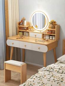 Silla De Tocador Moderna Marrón Para Sala De Maquillaje,Silla de cómoda,Silla de dormitorio, Marrón , Exquisito y pequeño - Marrón - Ver 5