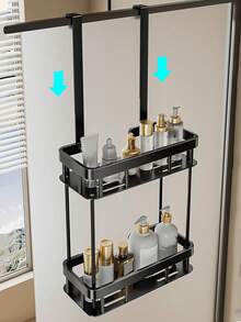 1 件易于安装的门上储物架，无需钻孔，多功能收纳架，适用于卧室、厨房和餐具室