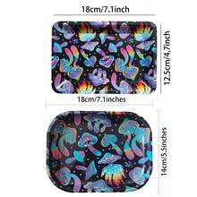 1pc Metal Rolling Tray For Halloween Festival, Durable Metal Tray For Rolling, Portable Design Gift For Friends And Family (Fantastic Mushrooms)