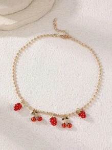1/3 pièces Collier pendentif minimaliste à élément de fruit fraise et cerise pour femme