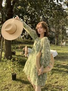 Women Midi Dresses - Green - View 5