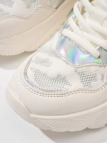 1 双春秋休闲透气系带轻便跑步鞋，适合青少年和校园的运动鞋 - 白色 - 查看 6