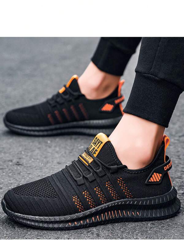 Athletic Shoes, Breathable Knit Fabric, Non-Slip , Casual Wear For Indoor/Outdoor Activities And Commute, Solid Colors