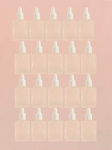 3/5/10/20pcs/Set Square Matte Empty Refillable Glass Dropper Bottles 5ml/8ml/10ml/15ml/20ml For Essential Oil, Serum, Perfume, Travel And DIY Use, White And Silver Cap