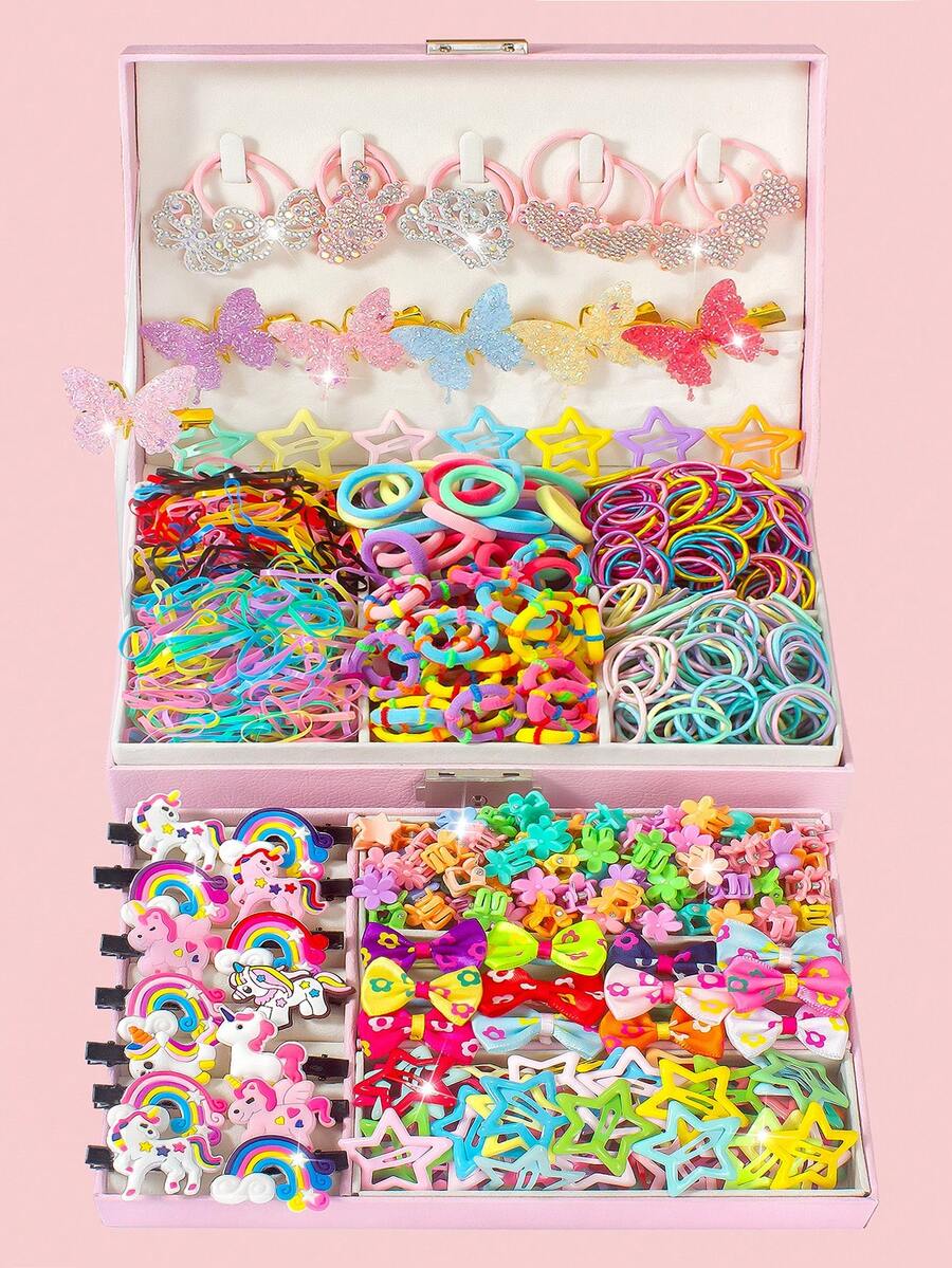 10/868/876/897pcs Girls Kids Glitter Hair Accessories Set, Includes ...