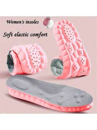 1 par de plantillas suaves y cómodas para zapatos de mujer - Elasticidad adaptativa, transpirable, absorción de humedad - Adecuado para zapatos deportivos y casuales, color rosa