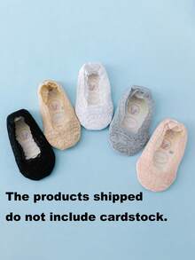 5 Pairs Girls Lace Non-Slip Liner Socks, Suitable For Summer - Multicolor - View 2