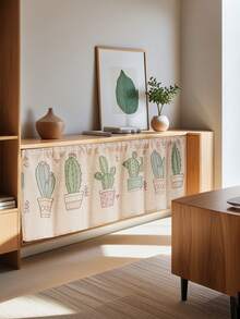 1 pieza Cortina divisoria de habitación con estampado de lino minimalista, diseño versátil y fresco - Lavanda - Ver 6