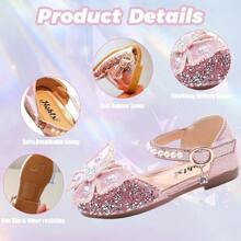 1 Pair Fashion Princess Shoes For Toddler Girls - Soft Bottom Sandals With Rhinestone And Bow, Baby Shoes With Rhinestone, Girls Dance Ballet Slippers With Sequin