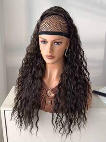 Extensiones de cabello con pinza de 26 pulgadas, onduladas y rizadas, resistentes al calor, color negro - Marron oscuro - Ver 4