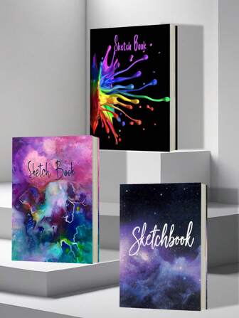 Sketch Book Set Of 3 – 8.5 X 11 Inches Drawing Pads With Splash Paint & Watercolor Covers – 68 Lb/100 Gsm White Drawing Paper For Art, Sketching, Doodles, And Journaling School Supplies,Back To School