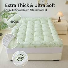 Mattress Topper - Queen Size | Plush Pad Mattress Topper For Back Pain Relief, 8-21" Deep Pocket | Bamboo Pattern Pillow Top | Bedroom Essentials