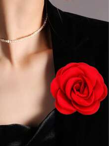 1pc Versatile Fashion New Multilayer 9cm Big Flower Fabric Brooch For Women, Suitable For Clothing, Scarf, Hat Decoration, Daily Wear & Party - Camellia Flower Brooch - View 3