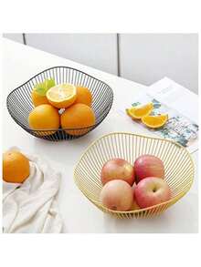 Kitchen Counter Fruit Bowl Large Fruit Basket Bowl Metal Wavy Storage Basket Kitchen Vegetable And Fruit Bowl, Used To Hold Fruits, Vegetables And Bread - Gold - View 5
