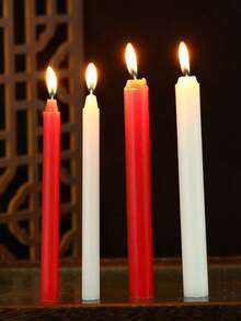 10pcs Slim Straight Candles, Regular Household Lighting Candles, Odorless White & Red Candles, Suitable For Ambiance Creation And Decoration In Bars, Restaurants, Romantic Dinners, Weddings, Birthdays, Ceremonies, Memorials, Home Decor, Power Outages, And Outdoor Camping