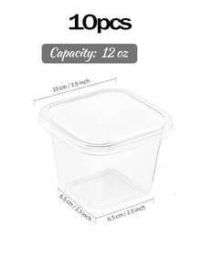 50 个/包 12 盎司带盖塑料甜点杯，透明方形蛋糕杯甜点容器，用于布丁、慕斯、水果酸奶和脆饼，厨房配件