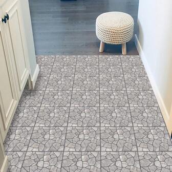 10pcs Self-Adhesive PVC Matte Ceramic Tile Stickers, Gray Stone Pattern Wall Paper, Wall And Floor Decal For Home, Kitchen, Living Room, Bathroom, Bedroom Decor Wallpaper Wall Stickers Wall Decor Wall Sticker Kitchen Accessories Kitchen Items Kitchen Decor Floor Tiles Flooring